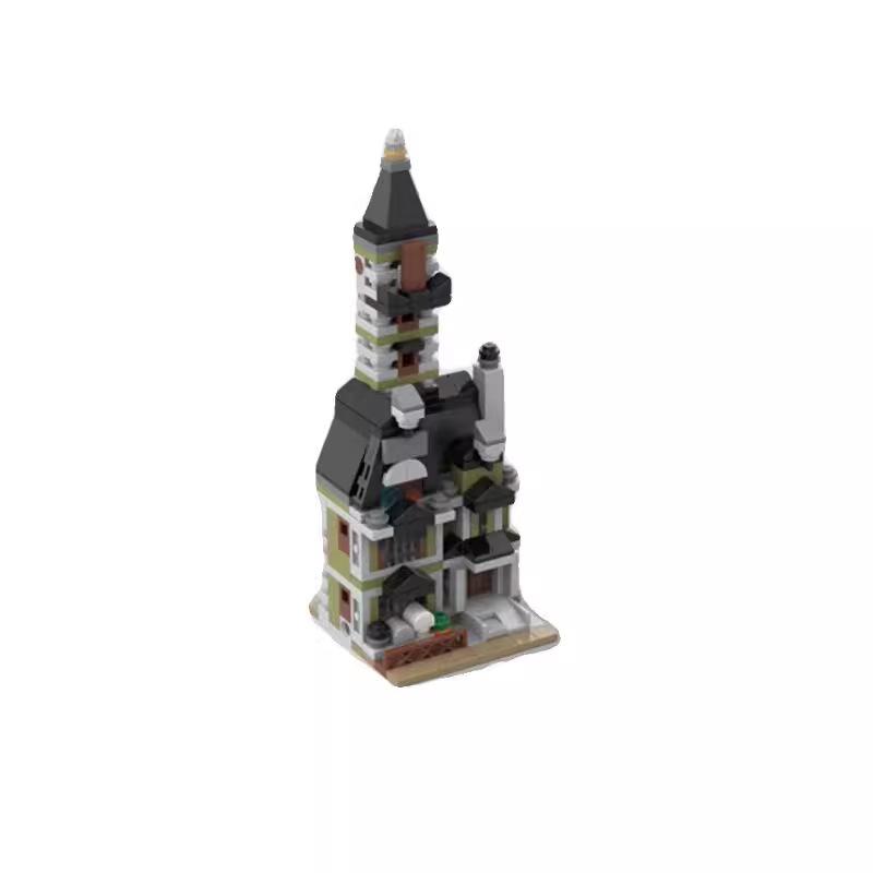MOC-107172 Mini Building Street View Compatible Building Blocks Playground Haunted House Puzzle Assembly Building Model Toy
