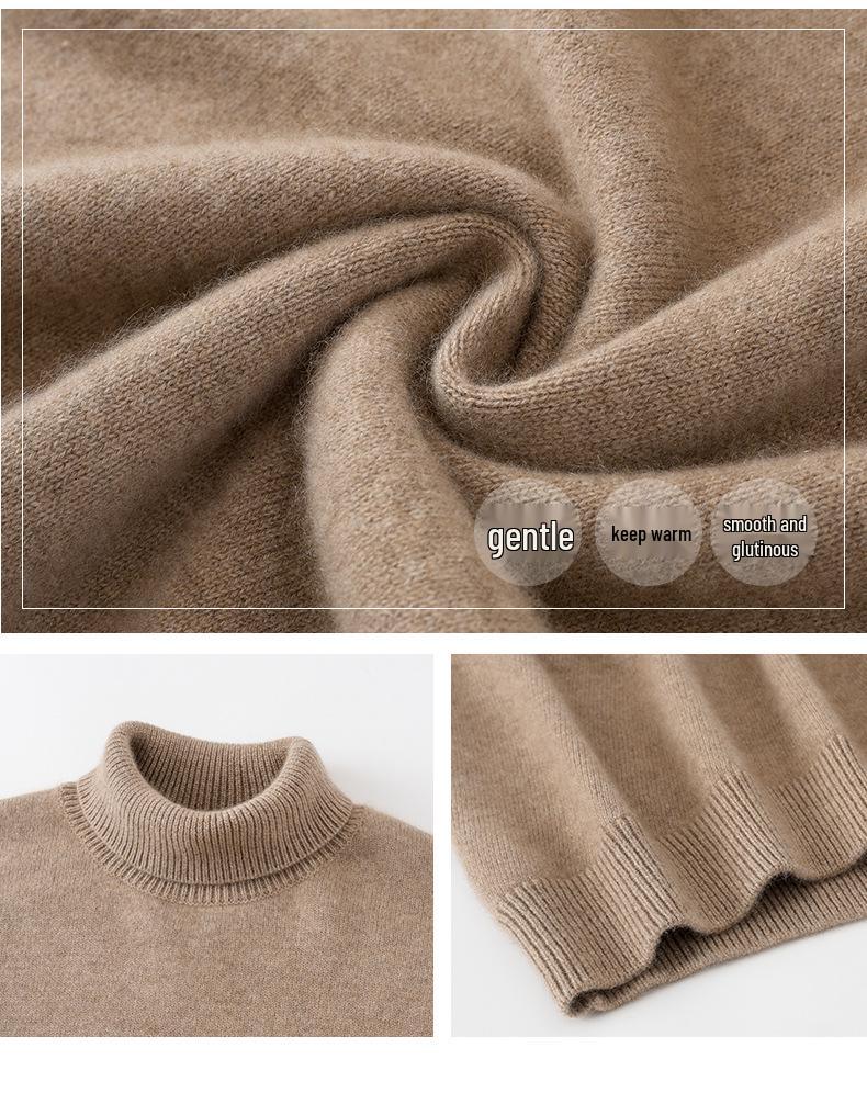Sweter z czystej kaszmiru na jesień/zimę 2025, z półgolfem, luźny krój