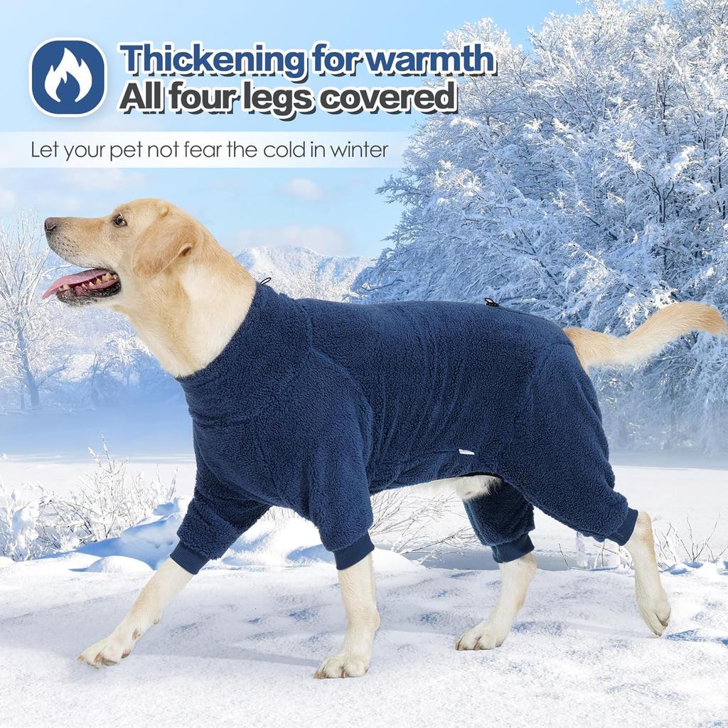 Dog Winter Coat,4-Legged Onesie Jumpsuit Warm Fleece Dog Jacket, Soft Pullover Pajamas, Fullbody Pajamas Onesie for Small Medium Large Dogs Walking,