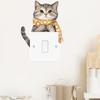 Self-adhesive Cute Cartoon Cat with Scarf Switch Stickers Waterproof for Living Room Kids Room Wall Decor Wholesale