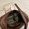Korean Style Commute Shoulder Bag Retro Large Capacity Pu Leather Tote Bag Solid Color Minority Design Women's Underarm Bag