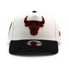 New Era 9FORTY Chicago Bulls NBA 6X Champions Grey Bottom Snapback Colored Side EU A-Frame Cap, Cream, Brim, Patch, 940AF, Exclusive, A-Frame [Used]