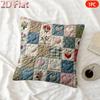 Double Sided Vintage Patchwork Heart Flower Pillow Cover Boho Quilted Print Soft Throw Pillow Case For Home Decor Gift