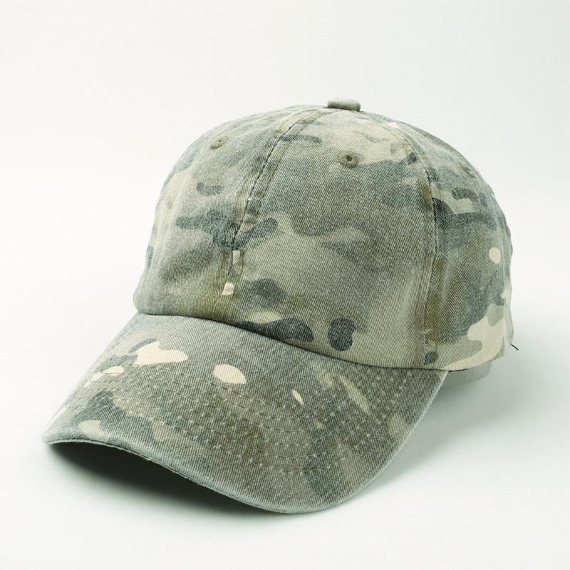 Cotton Washable Camouflage Baseball Cap With Curved Brim For Summer Casual Wear