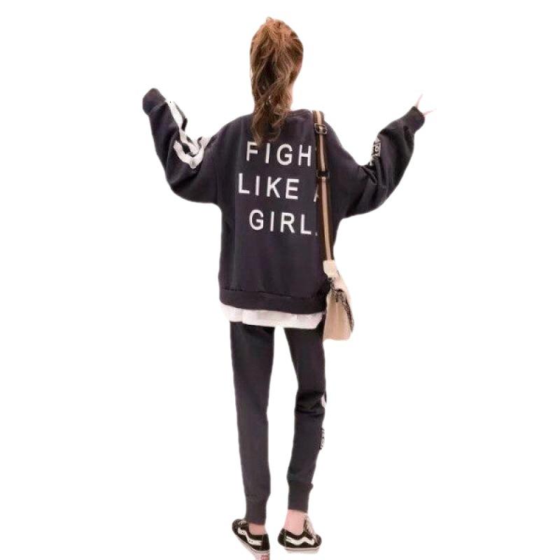Fashion Casual Sports Suit for Women Spring and Autumn Loose Long-sleeved Trousers Thin Sweatshirt Two-piece Set