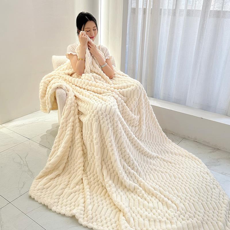 Four Seasons Thick Warm Fleece Blanket Lightweight Luxury Solid Color Multifunctional Rabbit Fleece Blanket Bedroom Room Blanke