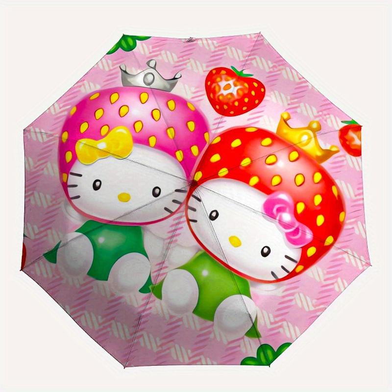 1pc Hello Kitty Strawberry Princesses Umbrella with Plastic Handle,Suitable for All Seasons Home Travel Outdoor UmbrellaSanlio414