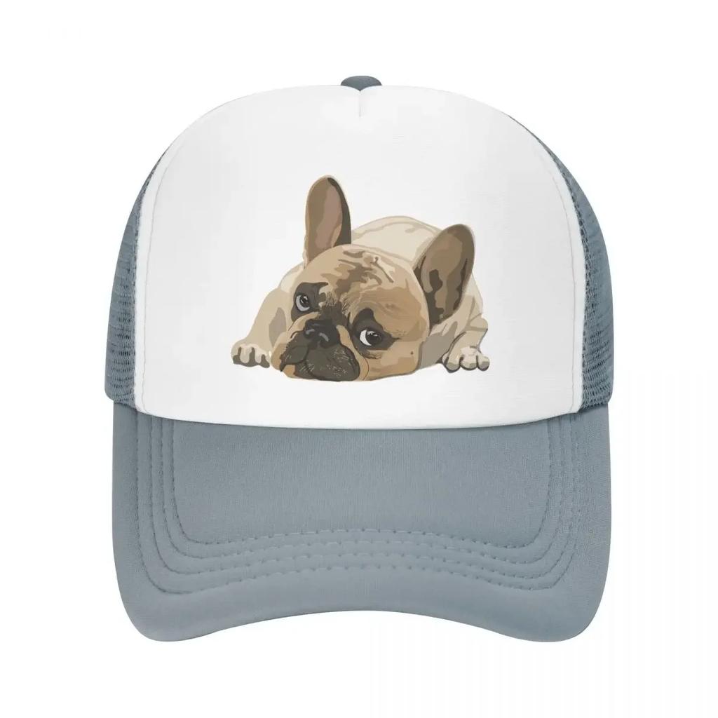 Anpassad Söt Fransk Bulldog Basebollkeps Unisex Dam Personlig Andningsbar Truckerhatt Streetwear Snapback Pappa Kepsar