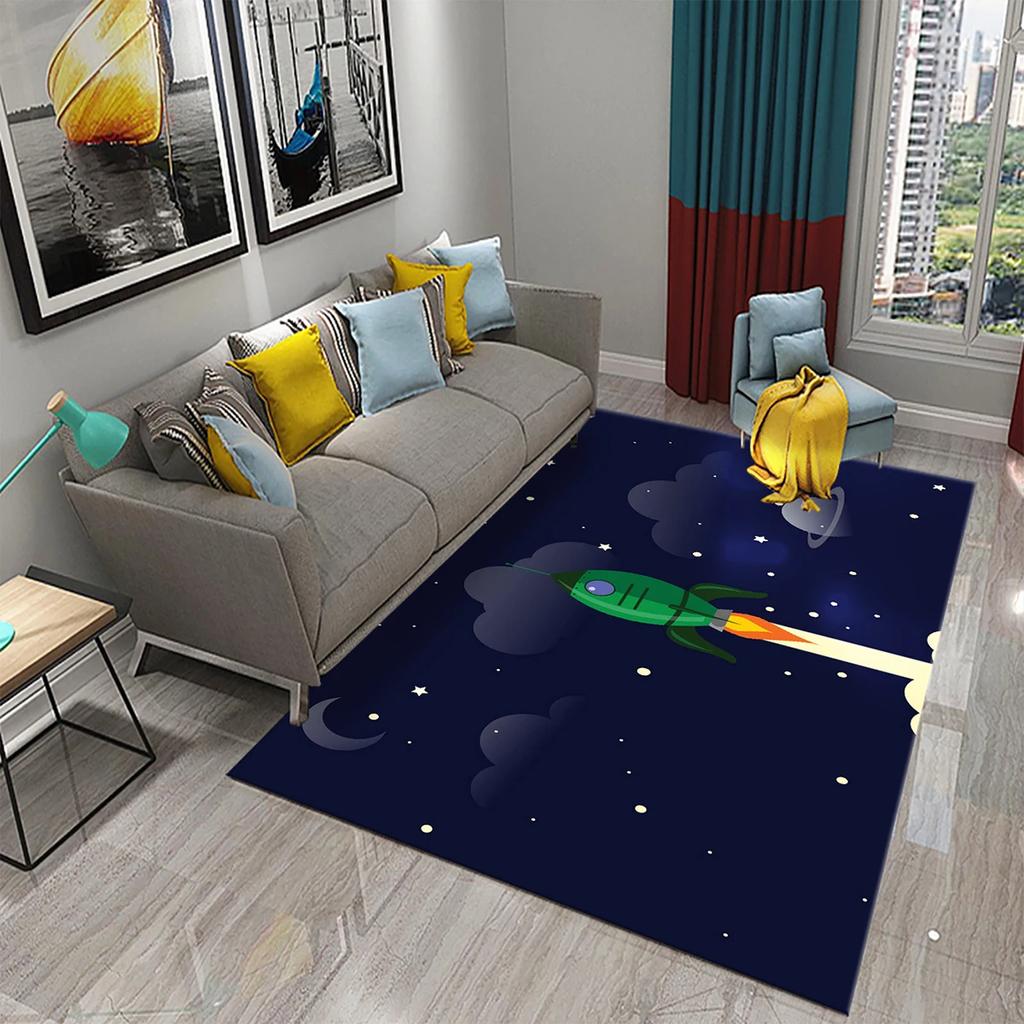 3D Cartoon Astronaut Rocket Carpet for Living Room Bedroom Decor Area Rug Kids Play Crawling Mat Floor Mats Kitchen Non-slip Rug