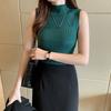 Summer Tops Women Semi High Neck Soft Knitted Sleeveless Casual Shirts for Women Fashion Slim Fit Base Blouses Women Elegant Simple Lady Shirt 26302