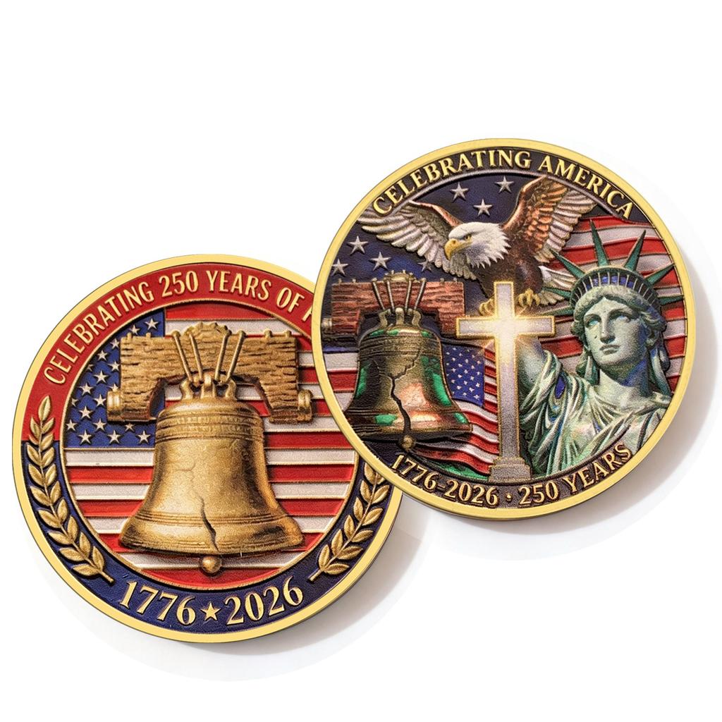 250th Anniversary Commemorative Coin Independence Day Founding Medal Challenge Coin Embossed Metal Coin Color Printed Badge
