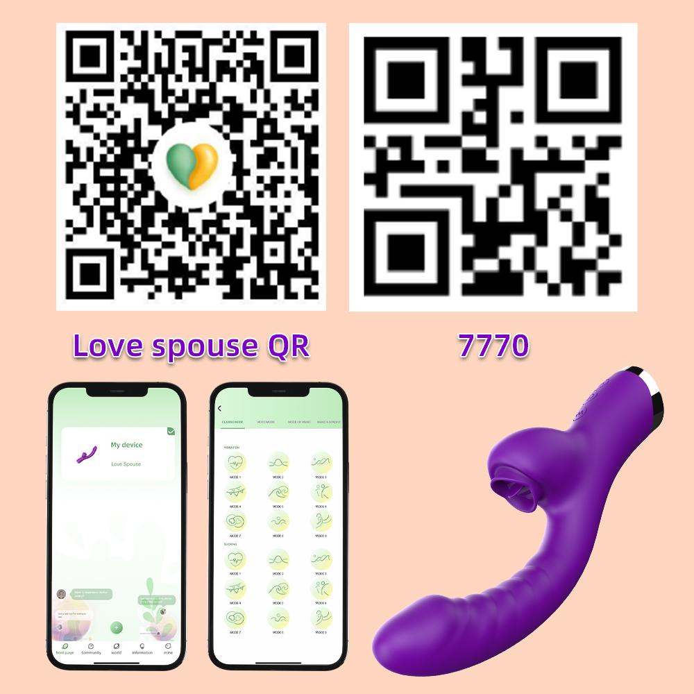2-i-1 Kvinner App Tunge slikker Vibrator Klitoralmassasje G-Punkt Orgasme Kraftig vibrerende Dildo Stimulator Kvinnelige Voksen Sexleketøy