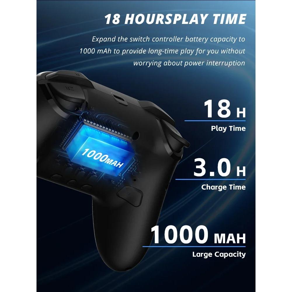 Wireless Controller for Switch OLED/Lite Console Pro Gamepad with 1000Mah Battery Programmable Turbo Function