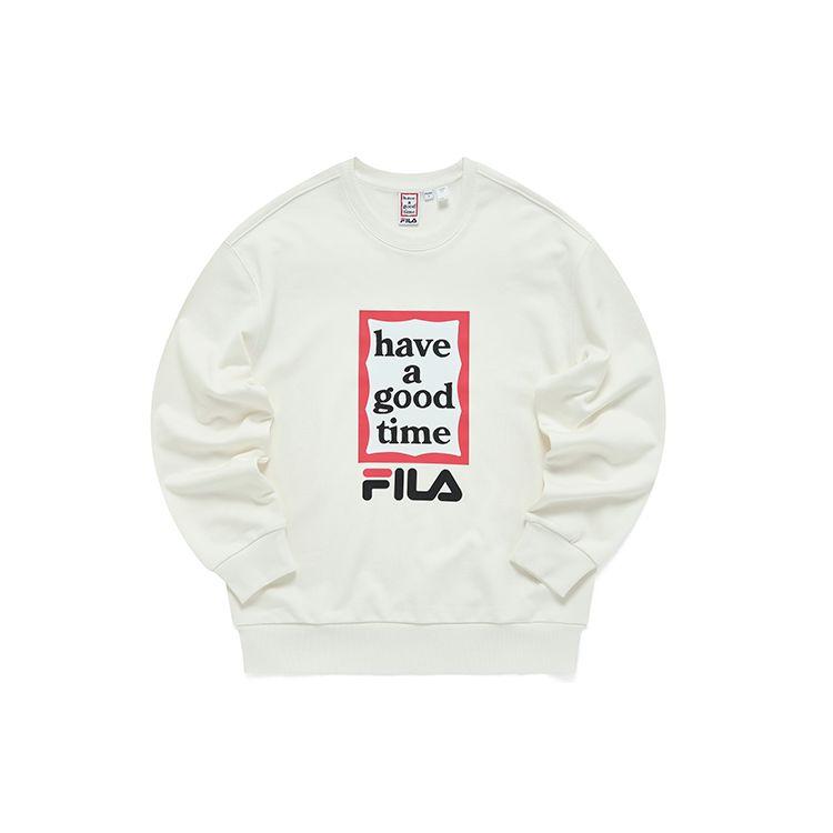 

FILA x Have A Good Time Collaboration Sports Casual Pullover Letter Print Sweatshirt Unisex sweatshirt White F51U149204F-WT S