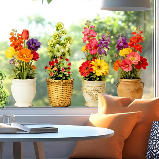 Fensteraufkleber Frühling Garten Design Doppelseitige Sichtbarkeit Elektrostatische Haftung Glasaufkleber Heim- und Geschäftsfensterdekoration