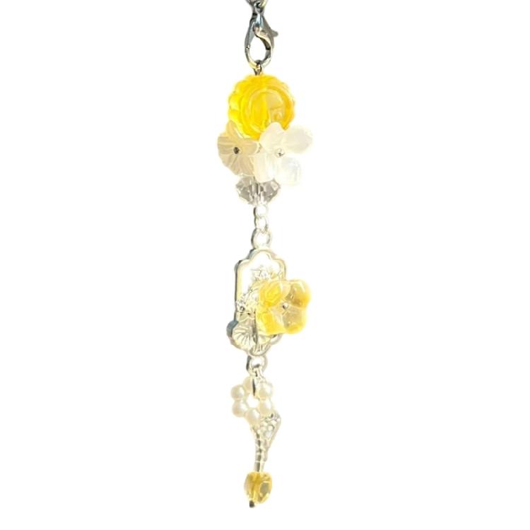 Floral Wind Chime Keychain Phone Charm Delicate Beads Safe Unique Handmade Phone Pendant For Daily Use