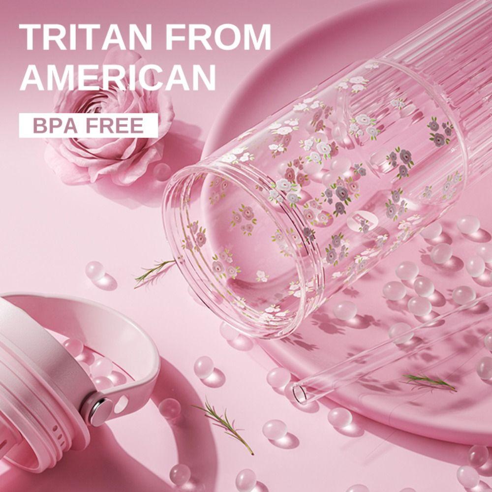 Blumenprint Strohbecher 860ml Kaffeetasse Neue Wasserflasche Saft Milchtee Kaffee