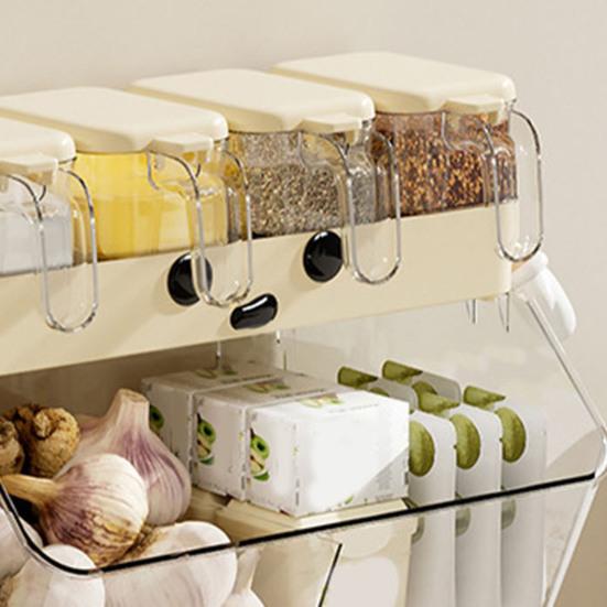 Wall Mount Spice Box Multi Grid Seasoning Jar Clear No-Drilling Sealed Against Moisture Dust Storage Container for Kitchen