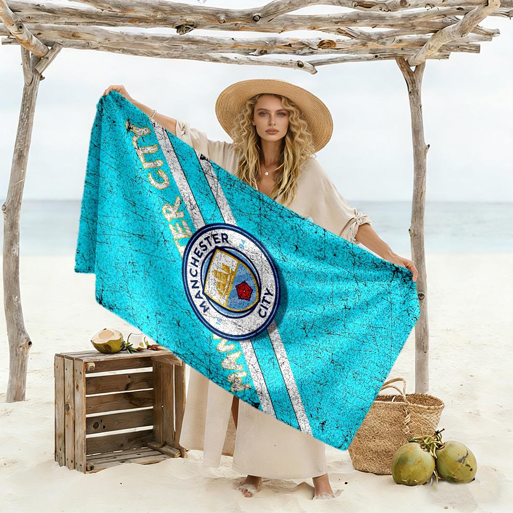 Manchester City Fc Fans Beach Towel High Absorbency & Quick-Dry Comfortable Lightweight