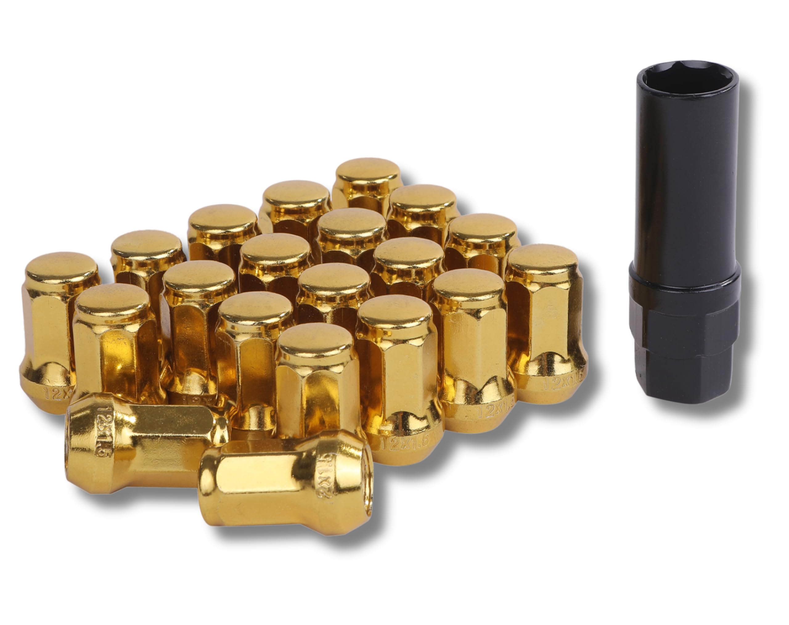 

[Partools] Lock Nut Gold Car Tire Wheel Nut M12 Short Nuts Lug Nuts Racing Nuts (20 Pieces, 1.5 mm)