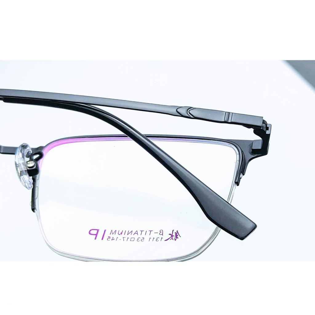 Men'S Steel Leather Business Titanium Magnetic Glasses Frame Eyebrow Half Frame Brushed Myopia Glasses Frame Alloy Myopia City
