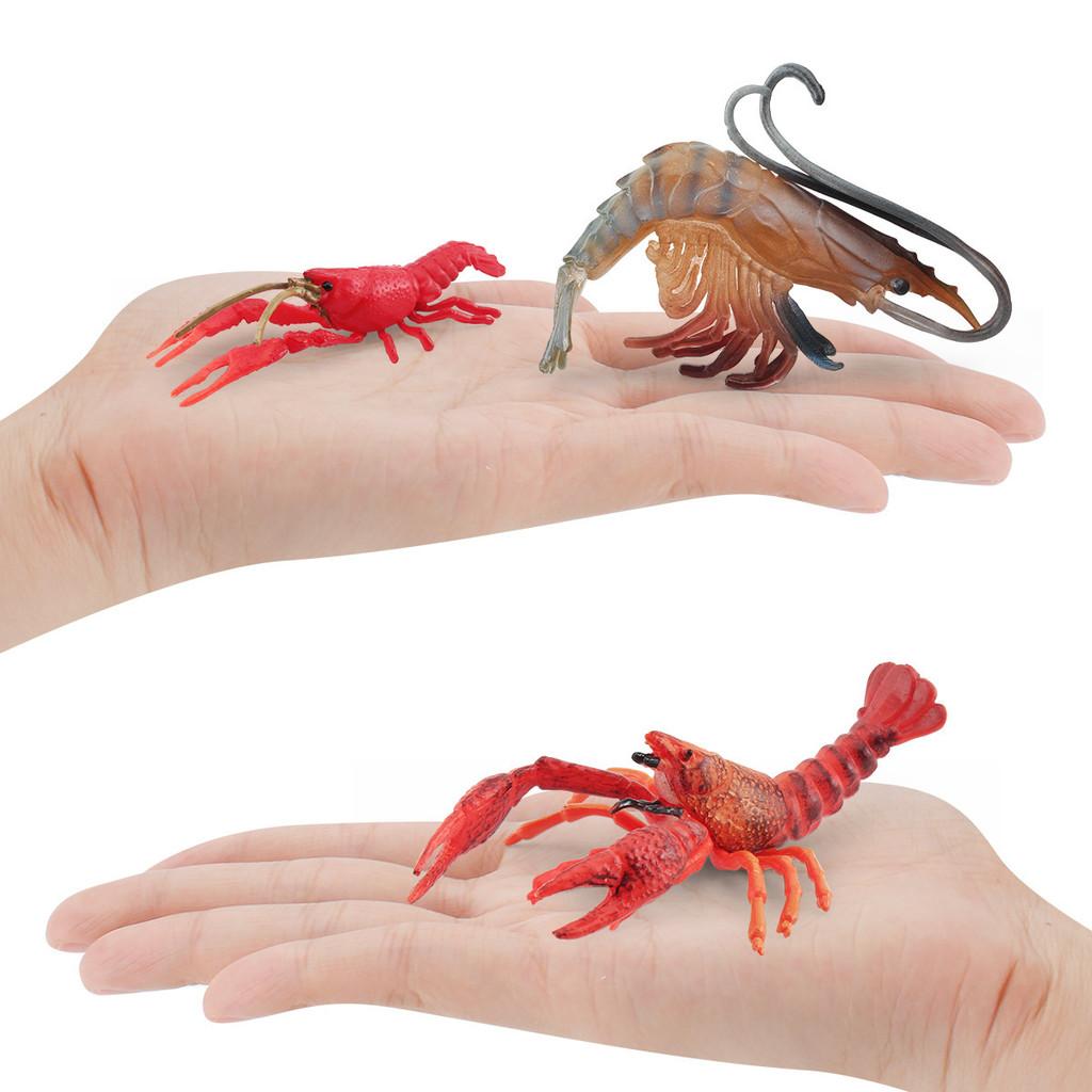 Detailed Plastic Lobster And Shrimp Models For Realistic Aquatic Themed Decor