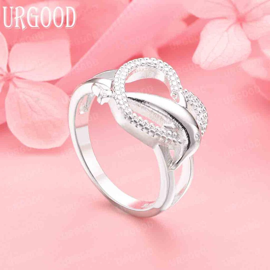 925 Sterling Silver Fashion Wedding Jewelry AAA Zircon Heart Fish Ring