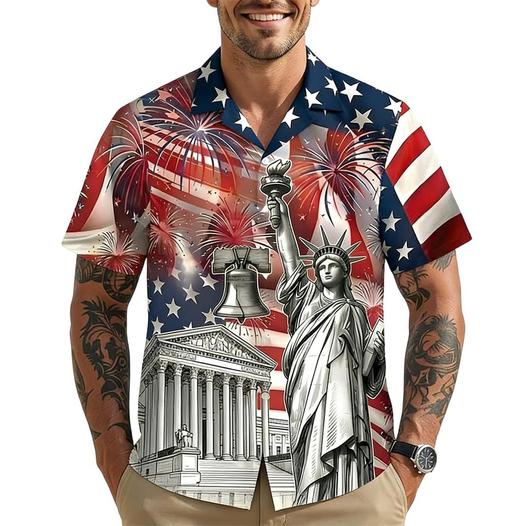 Men's Casual Short-Sleeve Collared Shirt For Spring/Summer