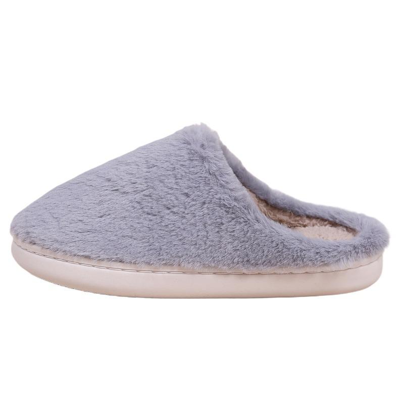 Simple indoor velvet warm fluffy slippers couple home cotton shoes thick-soled non-slip fluffy slippers