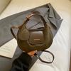 Vintage Crescent Mo Shape Shoulder Bag Fashi Casual Small Handbag With Suede & Leather Patchwork Women Commute Crossbody Bag