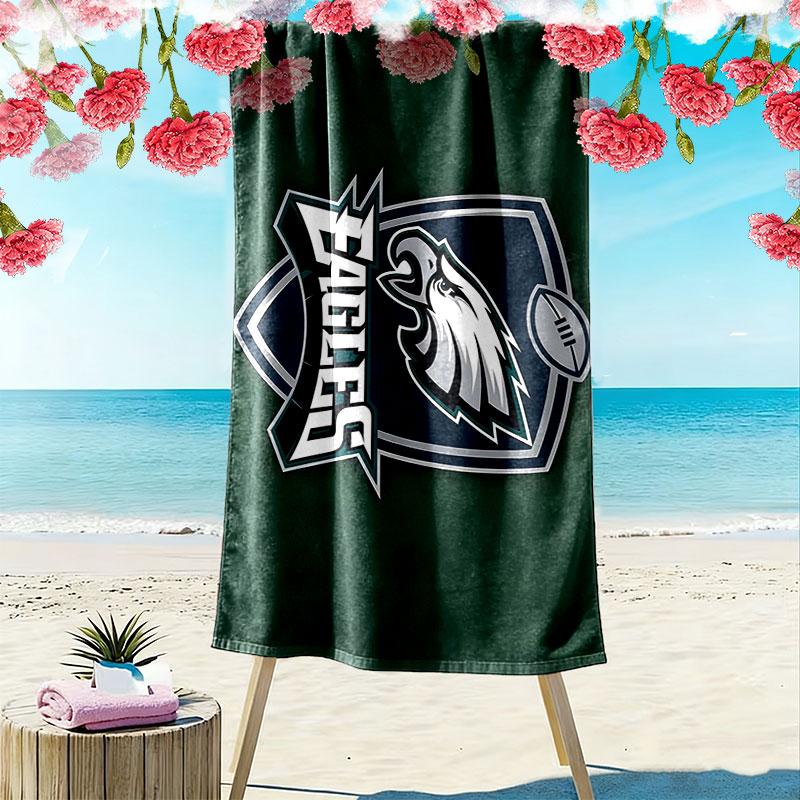 PHI Eagles Print Strandtuch, Großes Weiches Schnelltrocknendes Handtuch für Strand Camping Schwimmen