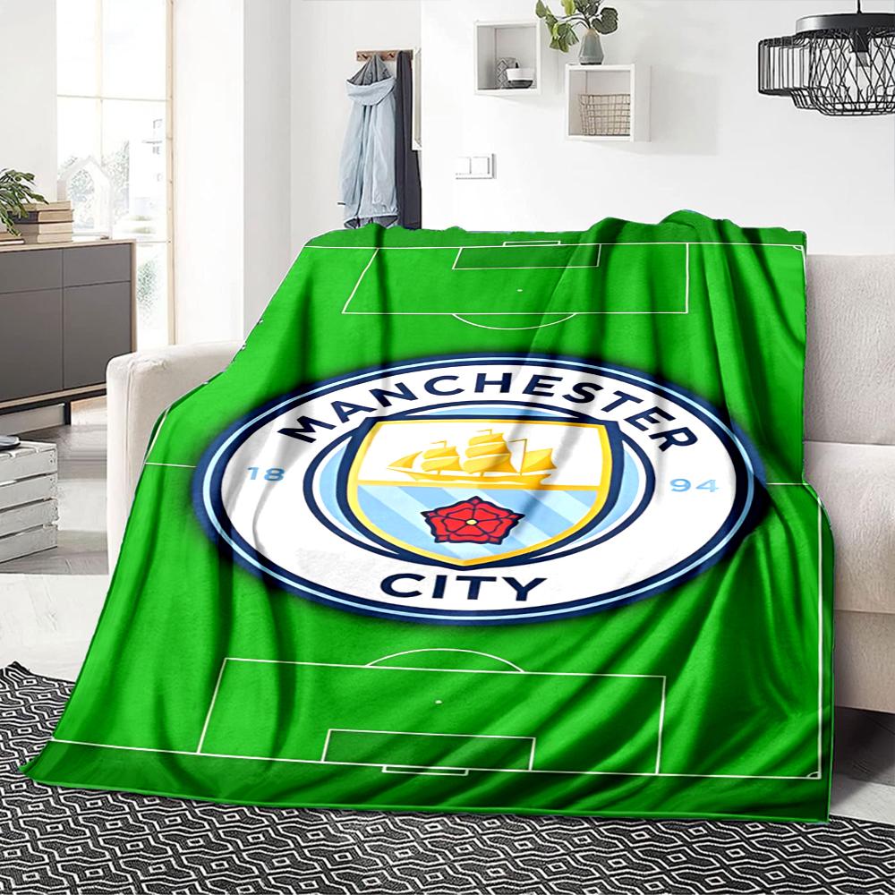 Manchester City Wappen Decken Flanell Bedruckt Atmungsaktiv Warm Überwurfdecke für Zuhause Büro Bettwäsche 0708a9