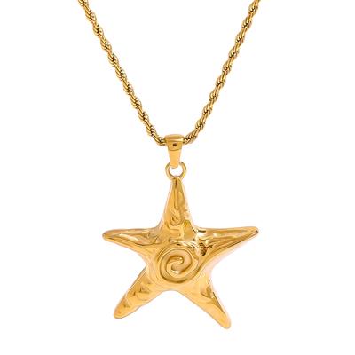 Youthway Threaded Starfish Stainless Steel  Pendant Necklace  Gold Plated Waterproof Fashion Jewelry New For Women Men