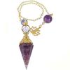 Antique Silver Seven Chakra Crystal Resin Pendulum with Semi-Precious Chips Pendant