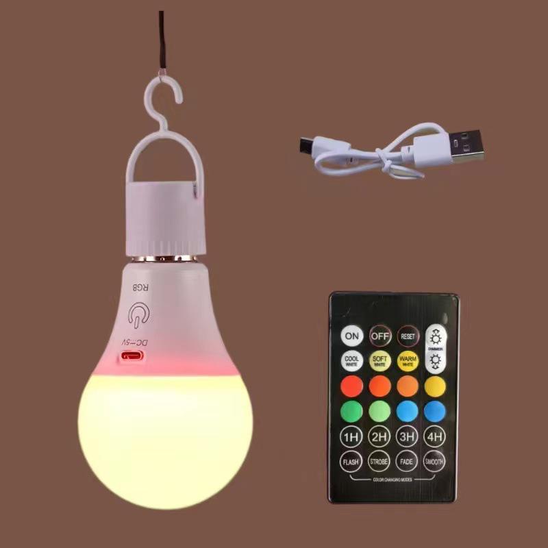 Rechargeable RGB E27 Bulb with Touch Switch & Remote - 16 Colors