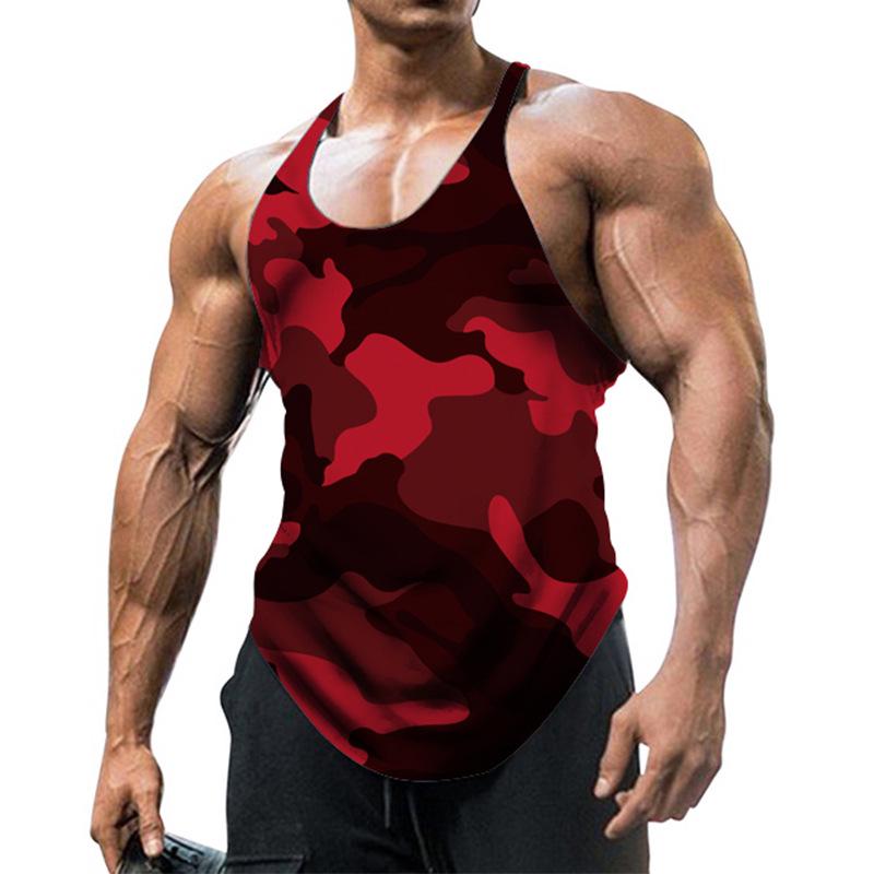 2025 Men's U-neck Sleeveless Camo Vest for Outdoor Sports and Fitness