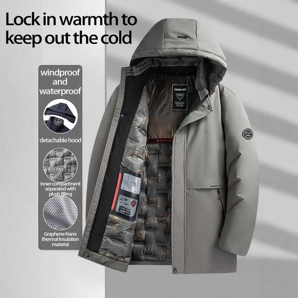 Pierre Cardin Herren Wintermantel mit abnehmbarer Kapuze