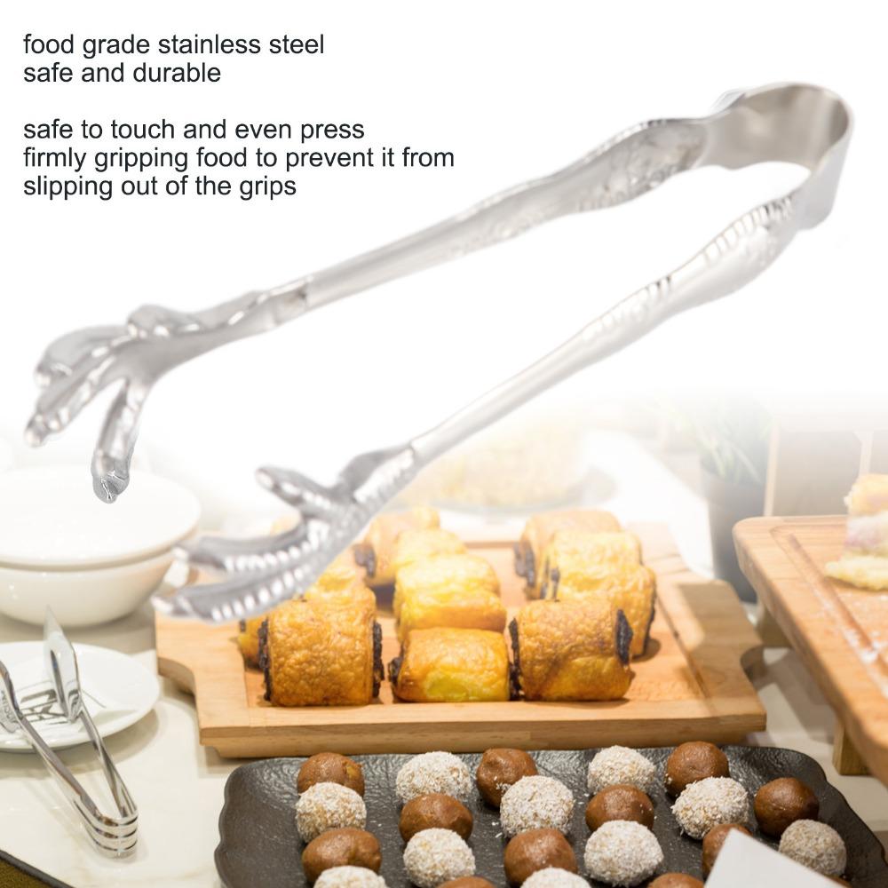 Stainless Steel Ice Tongs Food Grade Serving Clip Kitchen Tools Chicken Feet Tongs  Grilling