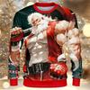 Strong Santa Claus Pattern Sweatshirts Fashion Trend 3D Muscle Printed Crew Neck Hoodie Cool Streetwear Oversized Mens Pullovers