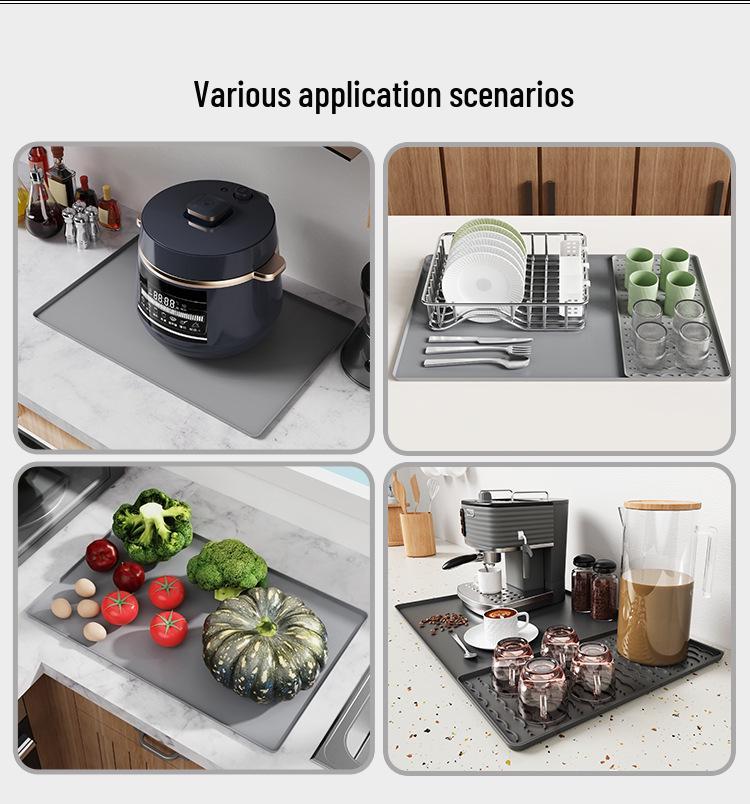 Cross-border Silicone Coffee Machine Mat: Non-Slip, Heat Insulation, Large Drying Tray for Bar or Dining Table