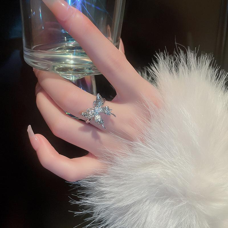 Stacked Ring Women'S New Year'S Tide Niche Design High-End Sense Fashion Personality Bow Open Index Finger Ring