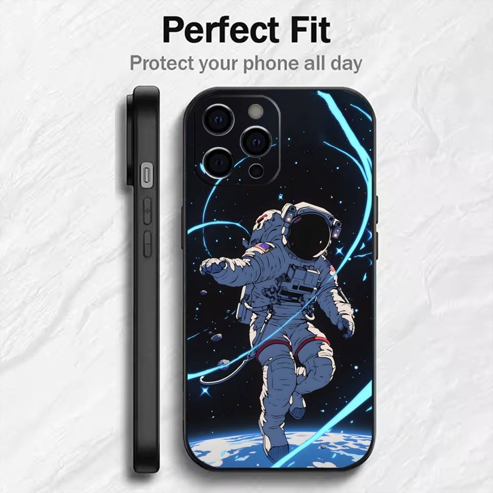 

Научно-фантастический Астронавт Напечатанный Чехол Для Телефона Для iPhone17,16,15,14,13,12 Plus,Max Мягкий Силиконовый Черный Чехол iPhone16pro