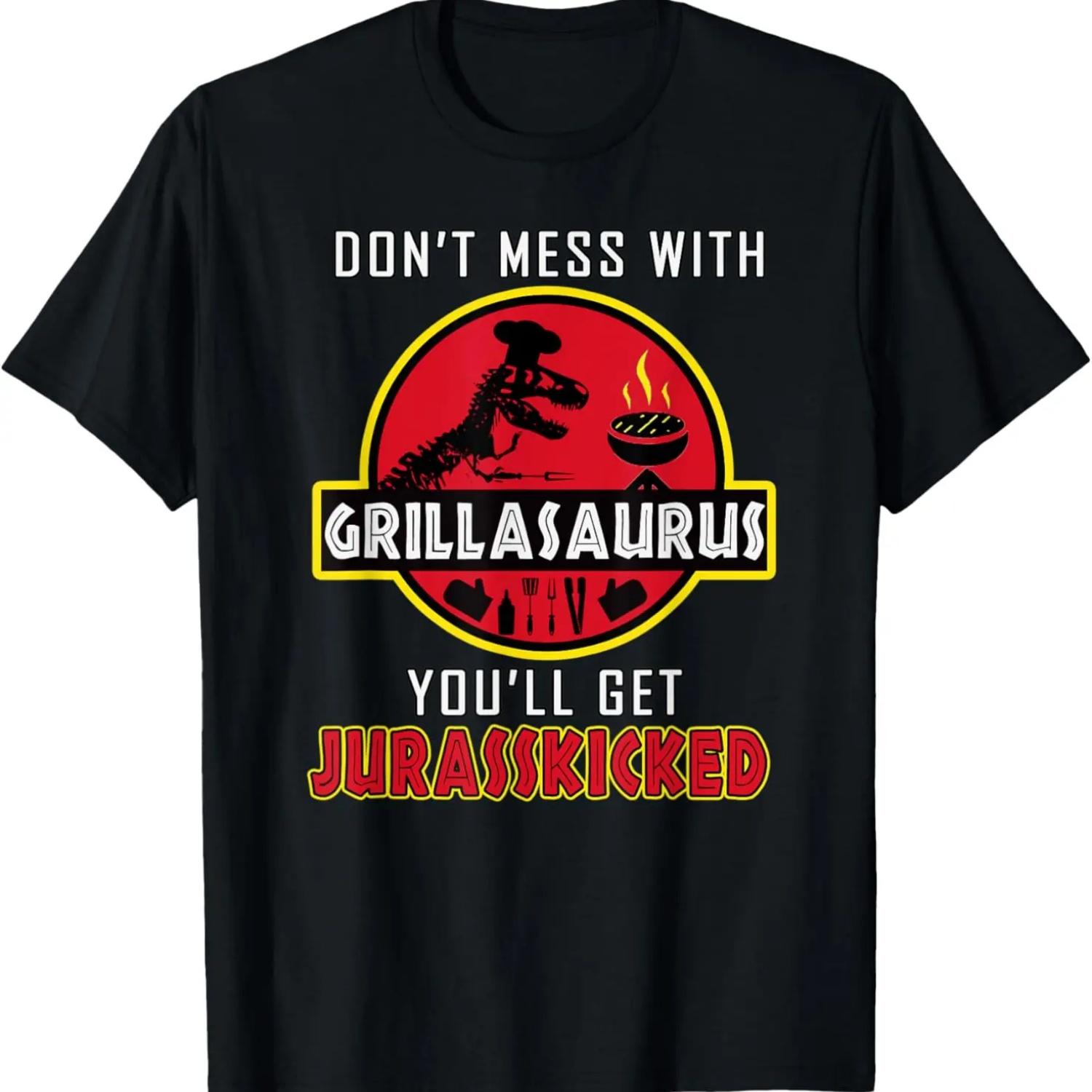 Dad Grilling BBQ Grillasaurus Father Funny T-Shirt XXXXXL чёрный
