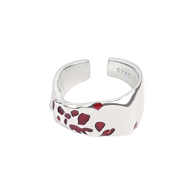 Spotted Elegant Red Drip Glaze Ring For Women Chic Copper Adjustable Fashion Accessory