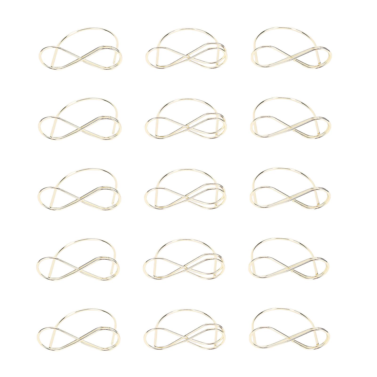 

15PCS Table Number Holders Glasses Shape Multifunctional Slick Finish Iron Wire Picture Holder Gold