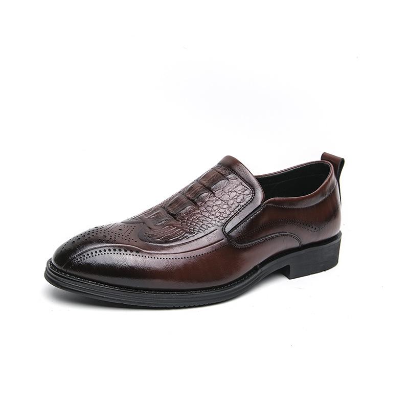 Men s Slip-on Business Loafers: Formal Leather Casual Shoes for Driving - Large Sizes Size 42 коричневый