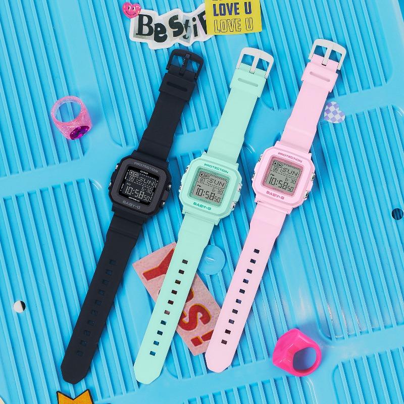 Casio Damski zegarek Baby-G z żywicy, wodoodporny do 100M, odporny na wstrząsy, z alarmem, kwarcowy, BGD-10-3