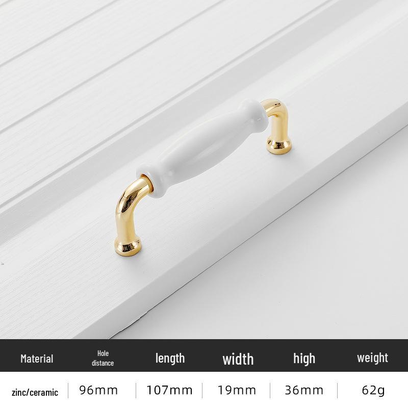 Nowoczesny Minimalistyczny Złoty Stop Aluminium Ceramiczna Rączka do Drzwi Szafek i Garderób
