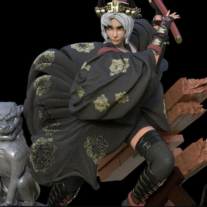 [USED] Female Swordsman Samurai Beautiful Woman Figure Unpainted Unassembled Garage Kit