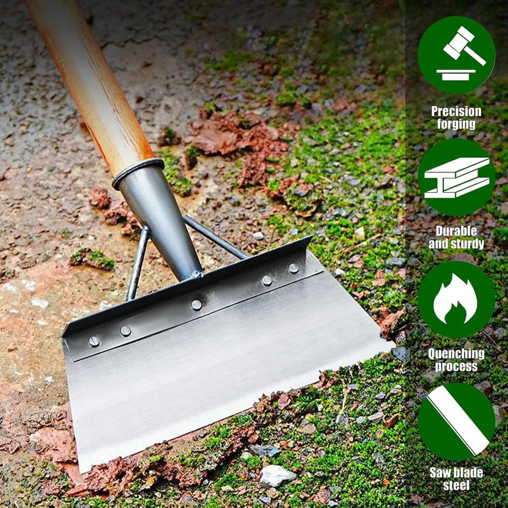 9.8-Inch Heavy Duty Steel Cleaning Shovel, Multifunctional Outdoor Garden Tool for Weeds, Moss, and Ice - Flat Blade No Handle